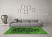 Machine Washable Animal Green Traditional Area Rugs in a Living Room,, wshtr1668grn