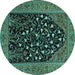 Round Machine Washable Animal Turquoise Traditional Area Rugs, wshtr1668turq