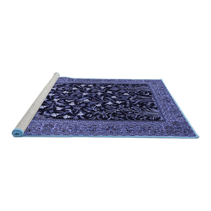 Sideview of Machine Washable Animal Blue Traditional Rug, wshtr1668blu