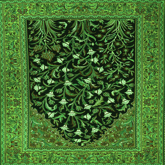 Round Machine Washable Animal Green Traditional Area Rugs, wshtr1668grn