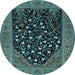 Round Animal Light Blue Traditional Rug, tr1668lblu