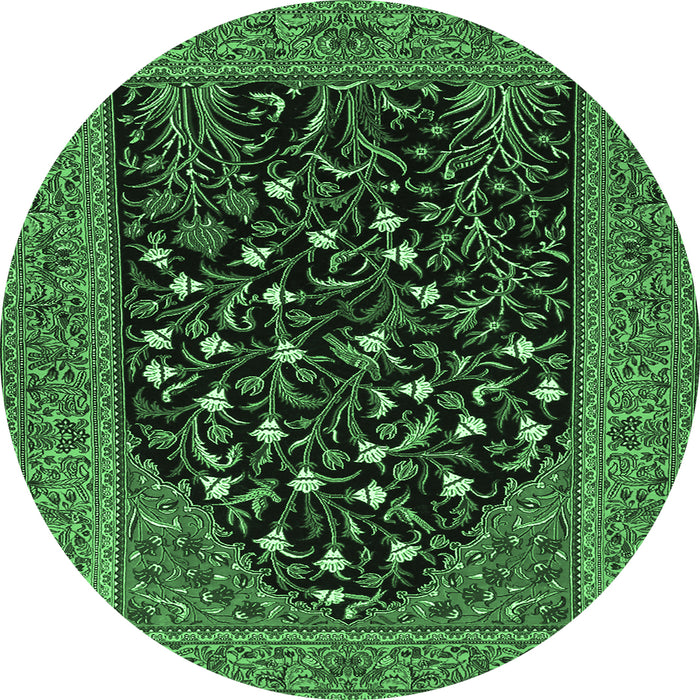 Round Animal Emerald Green Traditional Rug, tr1668emgrn