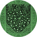 Round Animal Emerald Green Traditional Rug, tr1668emgrn