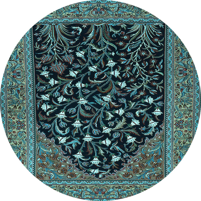 Round Machine Washable Animal Light Blue Traditional Rug, wshtr1668lblu