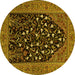 Round Machine Washable Animal Yellow Traditional Rug, wshtr1668yw