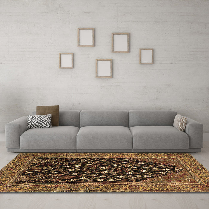 Machine Washable Animal Brown Traditional Rug in a Living Room,, wshtr1668brn