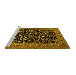 Sideview of Machine Washable Animal Yellow Traditional Rug, wshtr1668yw
