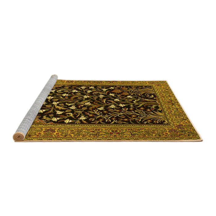 Sideview of Machine Washable Animal Yellow Traditional Rug, wshtr1668yw
