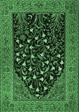 Animal Emerald Green Traditional Rug, tr1668emgrn