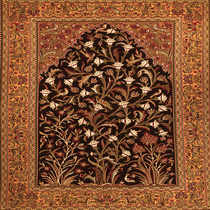 Round Machine Washable Animal Orange Traditional Area Rugs, wshtr1668org