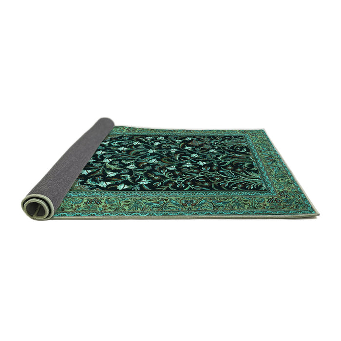 Sideview of Animal Turquoise Traditional Rug, tr1668turq