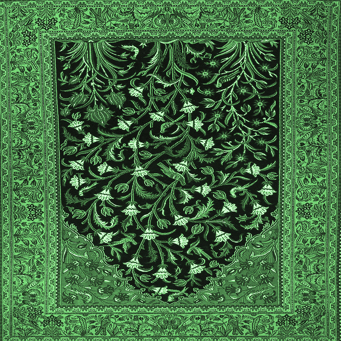 Square Machine Washable Animal Emerald Green Traditional Area Rugs, wshtr1668emgrn