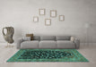 Machine Washable Animal Turquoise Traditional Area Rugs in a Living Room,, wshtr1668turq
