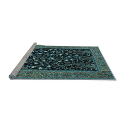 Sideview of Machine Washable Animal Light Blue Traditional Rug, wshtr1668lblu