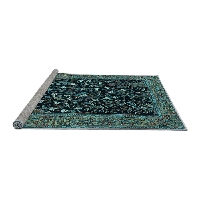 Sideview of Machine Washable Animal Light Blue Traditional Rug, wshtr1668lblu
