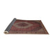 Sideview of Traditional Orange Salmon Pink Medallion Rug, tr1669