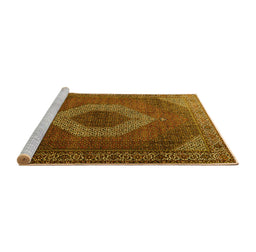 Sideview of Machine Washable Medallion Yellow Traditional Rug, wshtr1669yw