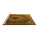 Sideview of Machine Washable Medallion Yellow Traditional Rug, wshtr1669yw