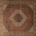 Square Medallion Brown Traditional Rug, tr1669brn