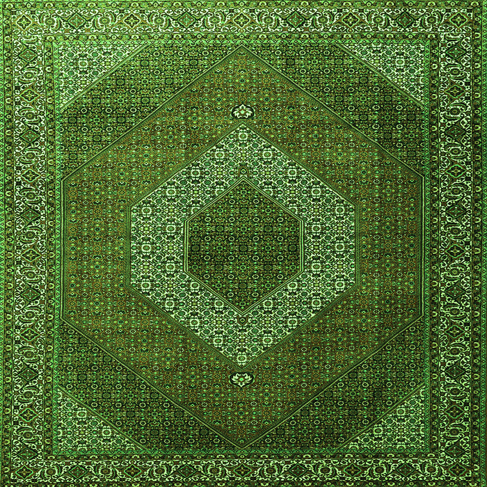Serging Thickness of Medallion Green Traditional Rug, tr1669grn