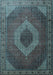 Machine Washable Medallion Light Blue Traditional Rug, wshtr1669lblu