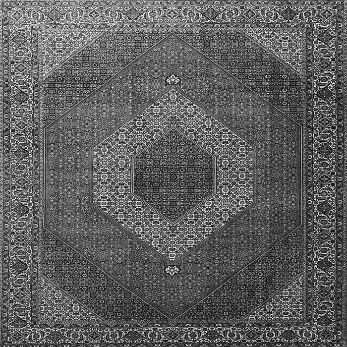 Round Machine Washable Medallion Gray Traditional Rug, wshtr1669gry