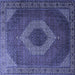 Square Medallion Blue Traditional Rug, tr1669blu