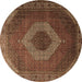 Round Medallion Brown Traditional Rug, tr1669brn