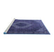 Sideview of Machine Washable Medallion Blue Traditional Rug, wshtr1669blu