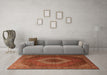 Machine Washable Medallion Orange Traditional Area Rugs in a Living Room, wshtr1669org