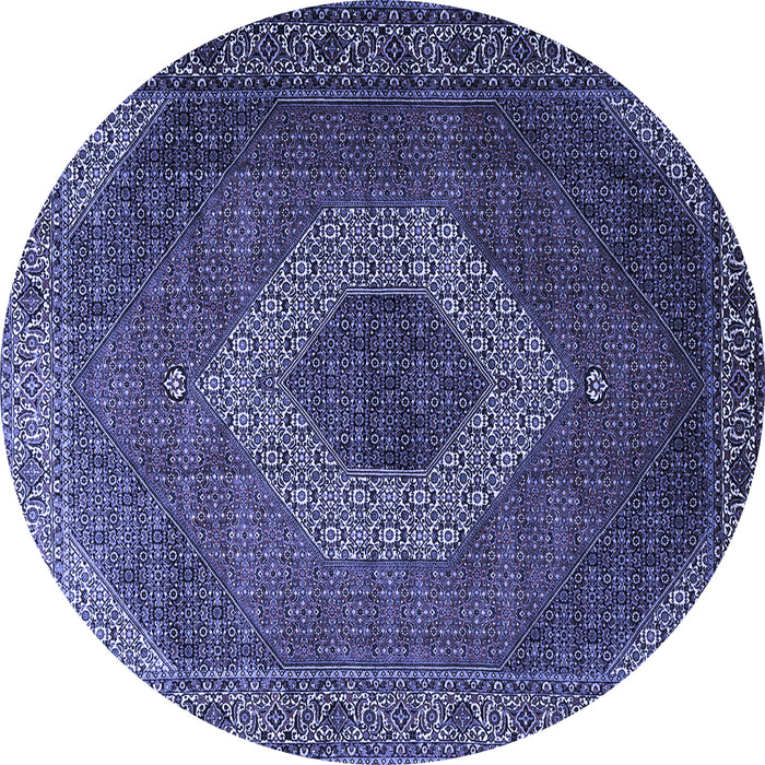Round Machine Washable Medallion Blue Traditional Rug, wshtr1669blu