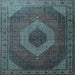 Square Medallion Light Blue Traditional Rug, tr1669lblu