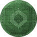 Round Medallion Emerald Green Traditional Rug, tr1669emgrn