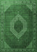 Machine Washable Medallion Emerald Green Traditional Area Rugs, wshtr1669emgrn