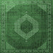 Square Machine Washable Medallion Emerald Green Traditional Area Rugs, wshtr1669emgrn