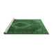 Sideview of Machine Washable Medallion Emerald Green Traditional Area Rugs, wshtr1669emgrn