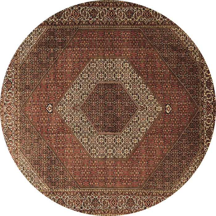 Round Machine Washable Medallion Brown Traditional Rug, wshtr1669brn