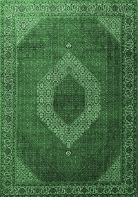 Medallion Emerald Green Traditional Rug, tr1669emgrn