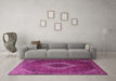 Machine Washable Medallion Pink Traditional Rug in a Living Room, wshtr1669pnk