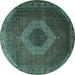 Round Medallion Turquoise Traditional Rug, tr1669turq