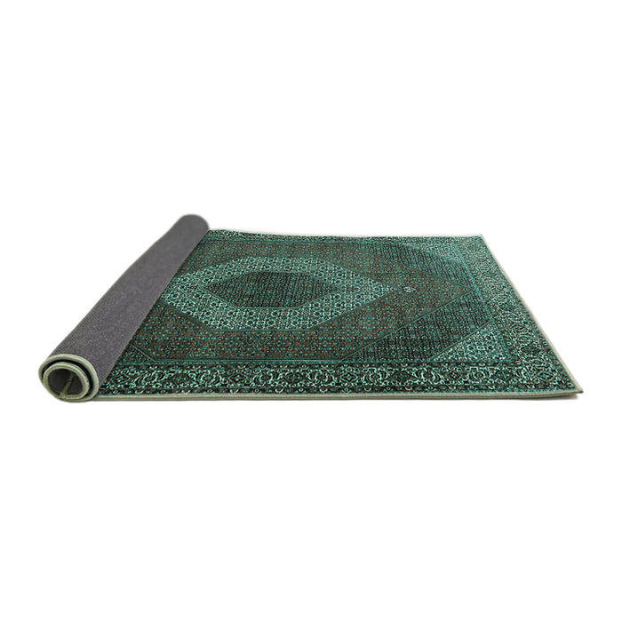 Sideview of Medallion Turquoise Traditional Rug, tr1669turq
