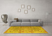 Machine Washable Persian Yellow Traditional Rug in a Living Room, wshtr166yw