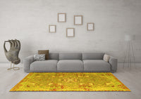 Machine Washable Persian Yellow Traditional Rug, wshtr166yw