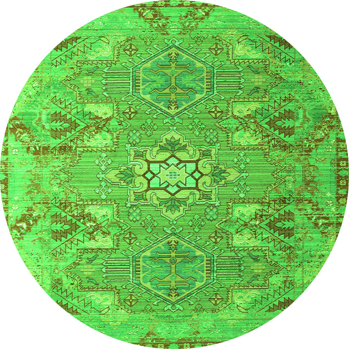 Square Persian Green Traditional Rug, tr166grn