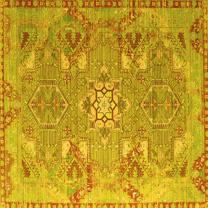 Square Machine Washable Persian Yellow Traditional Rug, wshtr166yw