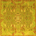 Square Machine Washable Persian Yellow Traditional Rug, wshtr166yw