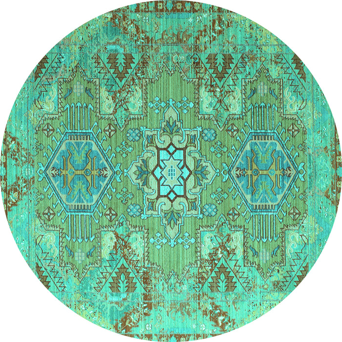 Round Persian Turquoise Traditional Rug, tr166turq