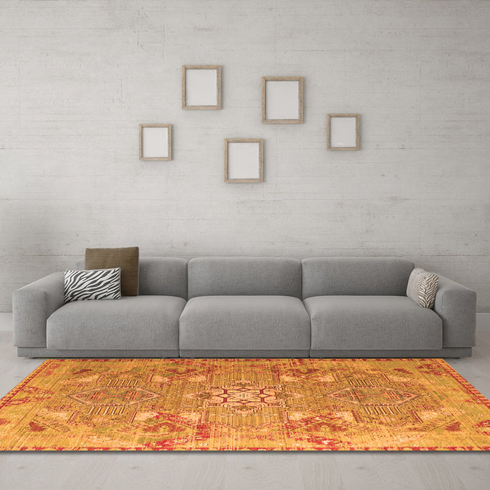 Machine Washable Persian Orange Traditional Area Rugs in a Living Room, wshtr166org