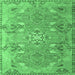 Square Machine Washable Persian Emerald Green Traditional Area Rugs, wshtr166emgrn