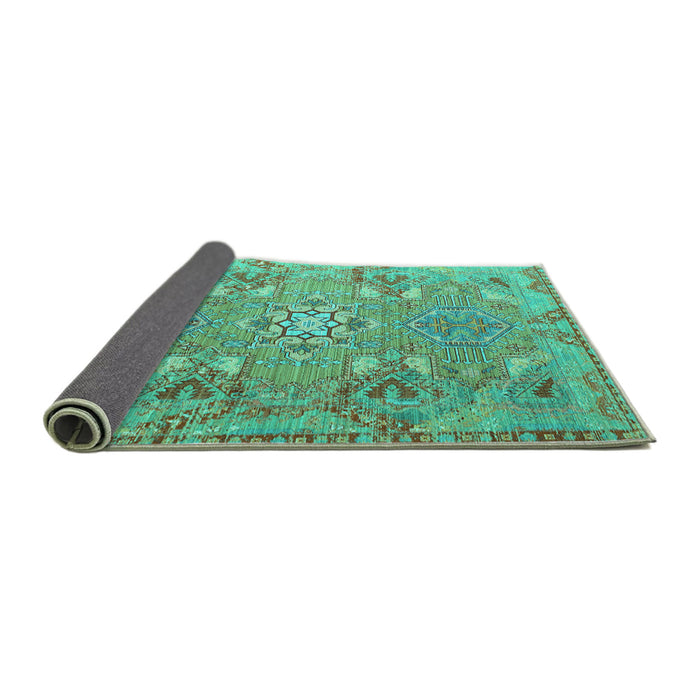 Sideview of Persian Turquoise Traditional Rug, tr166turq